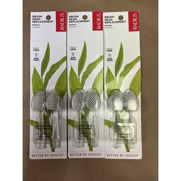 🪥 Radius Brush Toothbrush Lot Of 6 Medium Head Replacement 2 ct Per Package - Picture 1 of 6